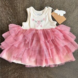 Angel Dear Cream Bodice Pink Tulle Ruffle Dress